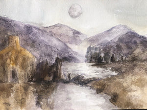 Cascades, Moon  and Mist  (after Turner)